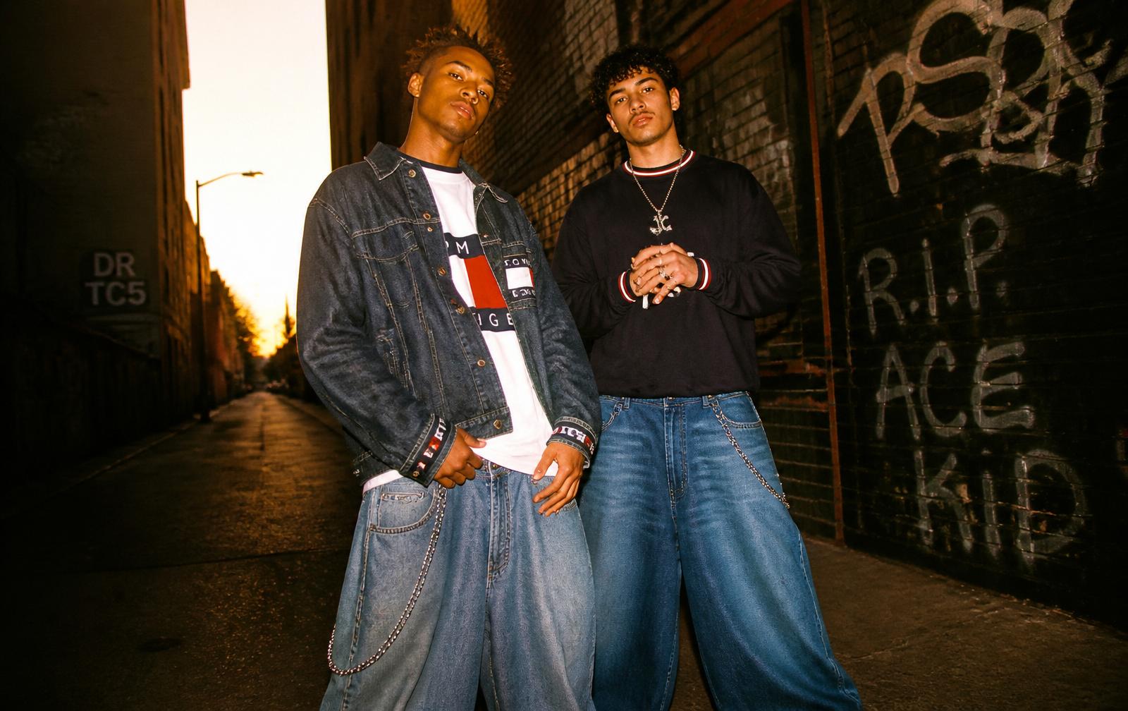 Salvaged Y2K denim editorial portrait