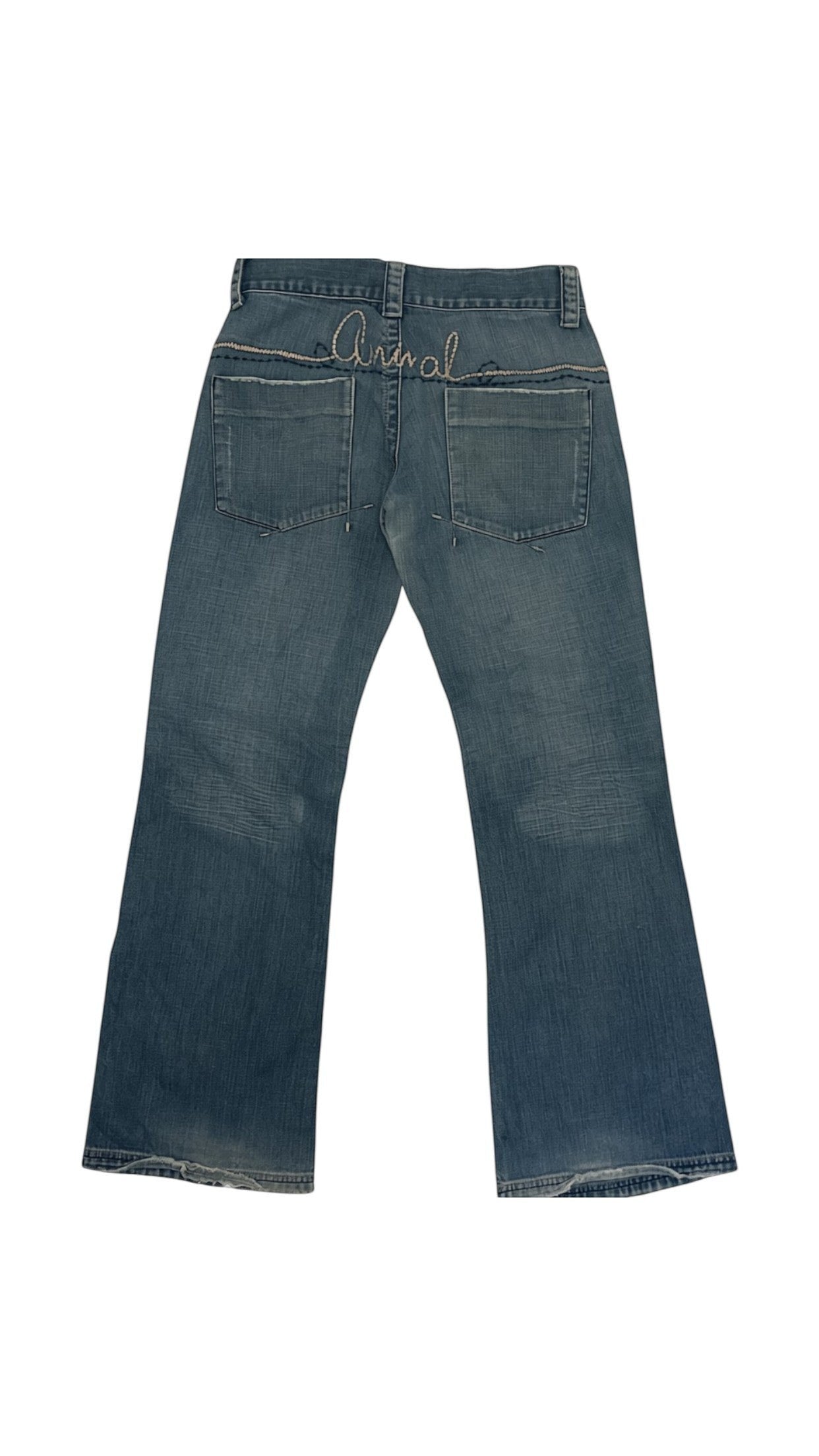 SohoStich Co. blue denim flare jeans with 