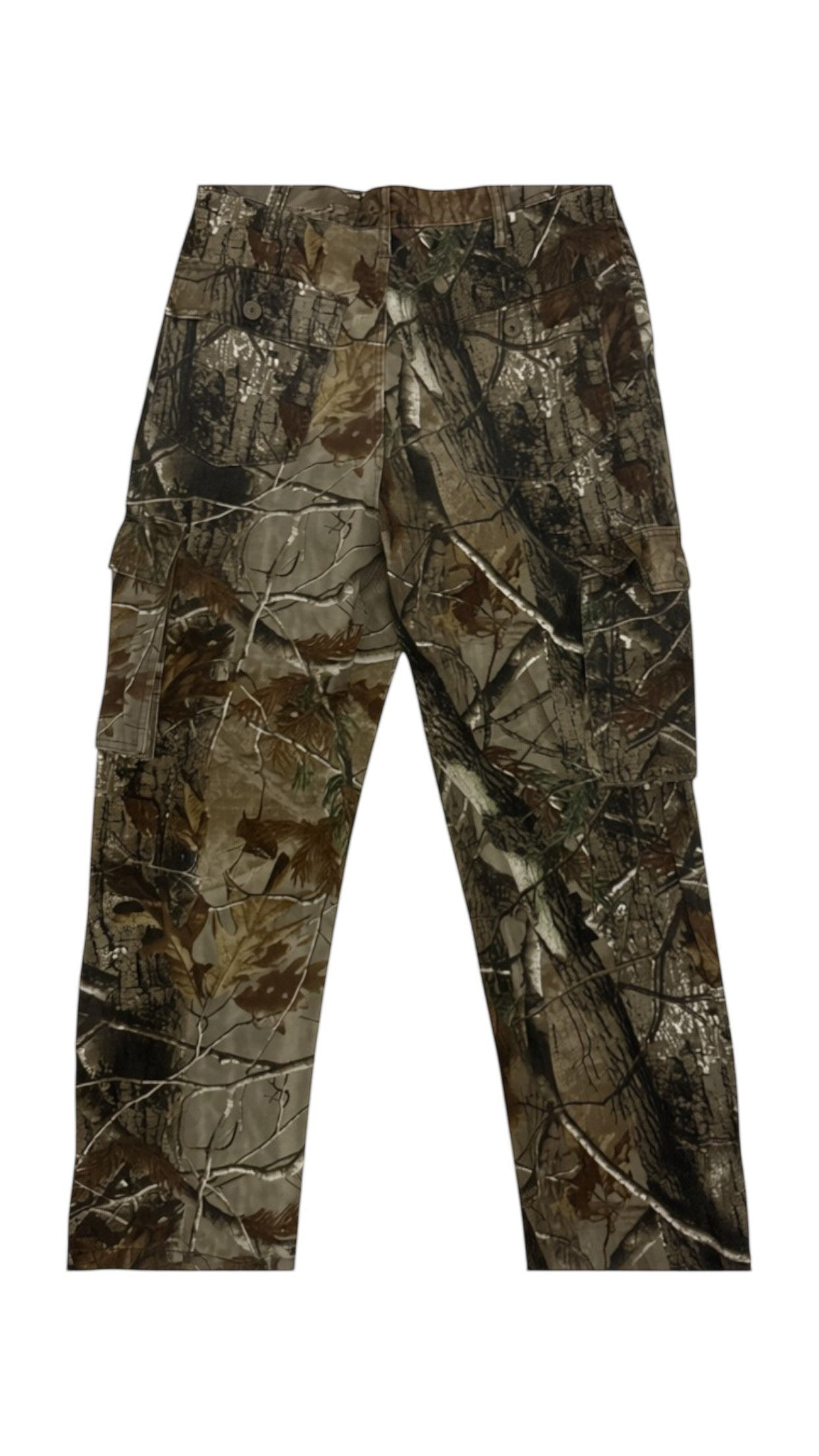 SohoStich Co. Men's camouflage cargo pants in brown, green, and grey, featuring multiple pockets and a relaxed fit for outdoor activities.