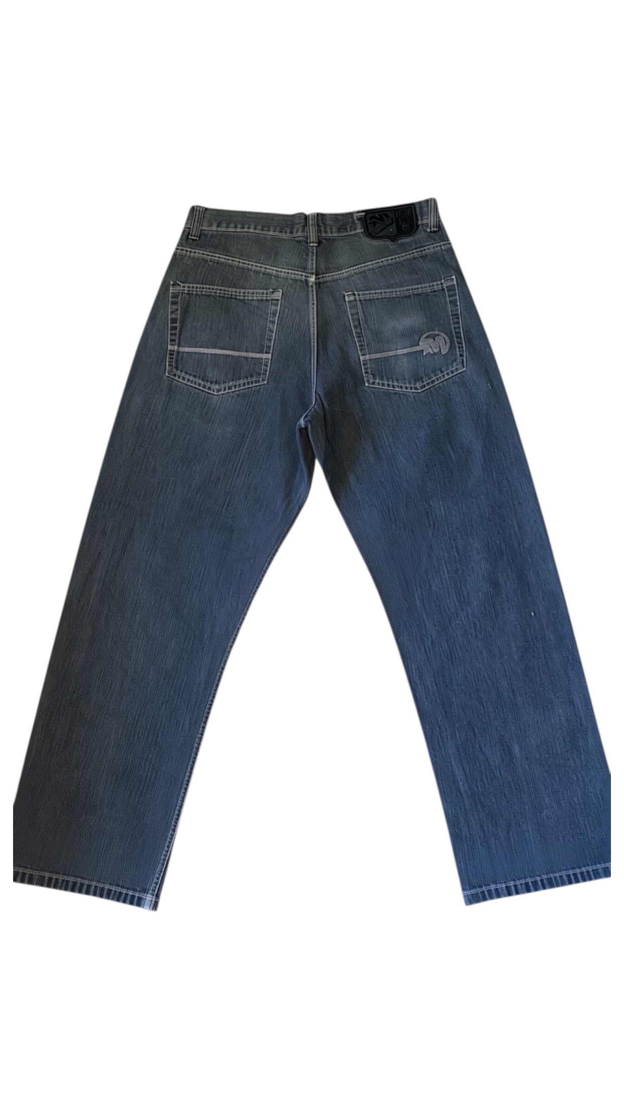 SohoStich Co. Men's relaxed fit dark wash denim jeans with five-pocket design and subtle stitching.