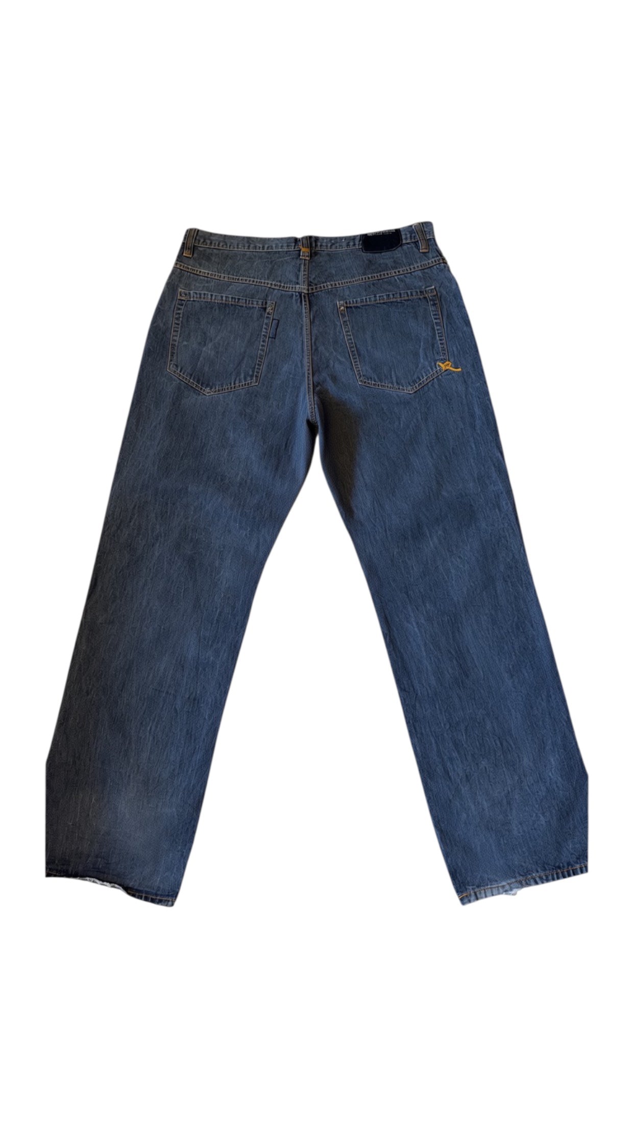 SohoStich Co. Men's relaxed fit, mid-wash denim jeans with a straight leg and five-pocket design.
